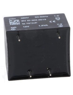 TRANSFORMADOR 380V~ a 12V~ 1.5VA ENCAPSULADO PCB 2