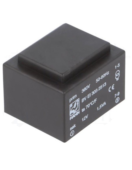 TRANSFORMADOR 380V~ a 12V~ 1.5VA ENCAPSULADO PCB