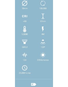 BOMBILLA LED 4W 370LM 12V 120º LUZ FRIA 5000K 2