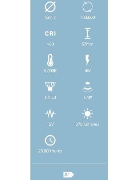 BOMBILLA LED 4W 370LM 12V 120º LUZ FRIA 5000K