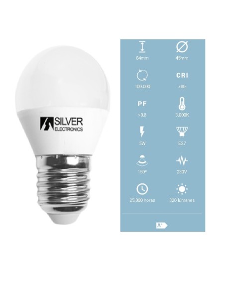 BOMBILLA LED REGULABLE 5W E27 320LM LUZ CALIDA 3000K ESFERICA