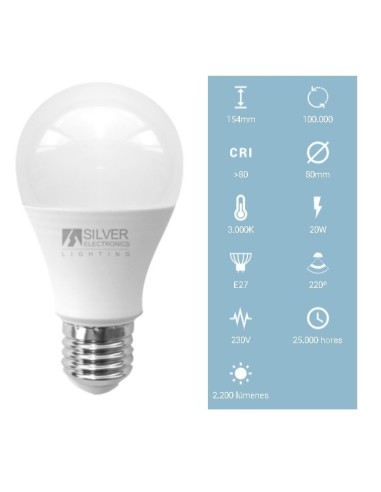 BOMBILLA LED 20W LUZ CALIDA 2200LM E27 3000K