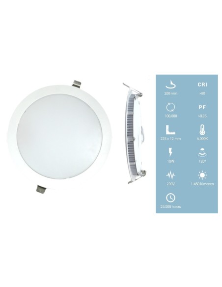 DOWNLIGHT 18W 6000K 1450LM BLANCO
