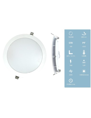 DOWNLIGHT 18W 3000K 1450LM BLANCO LUZ CALIDA
