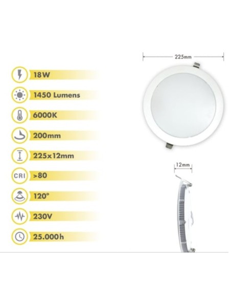 DOWNLIGHT 18W 6000K 1450LM BLANCO