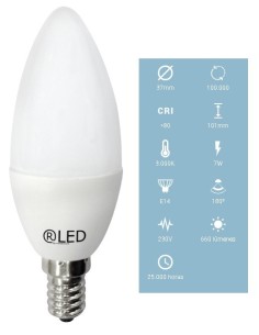 BOMBILLA LED VELA 7W E14 660LM LUZ CALIDA