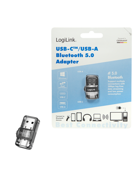 Adaptador Bluetooth 5.0 USB-A/USB-C USB 3.2, hasta 10 m
