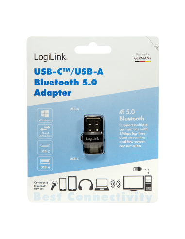 Adaptador Bluetooth 5.0 USB-A/USB-C USB 3.2, hasta 10 m