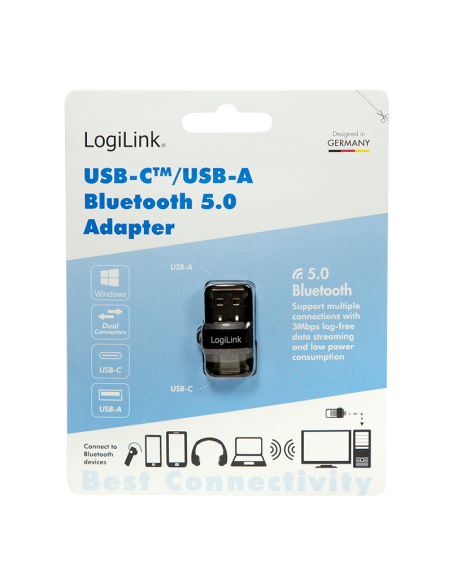 Adaptador Bluetooth 5.0 USB-A/USB-C USB 3.2, hasta 10 m