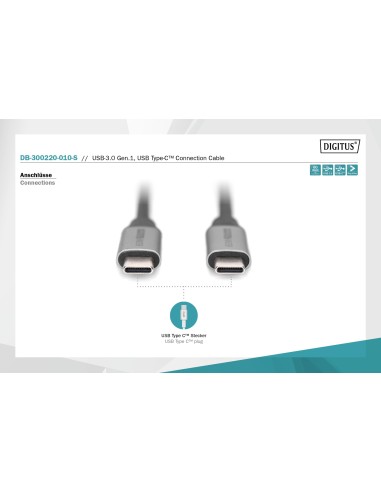 Cable 1mts USB-C macho/macho