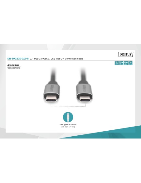 Cable 1mts USB-C macho/macho