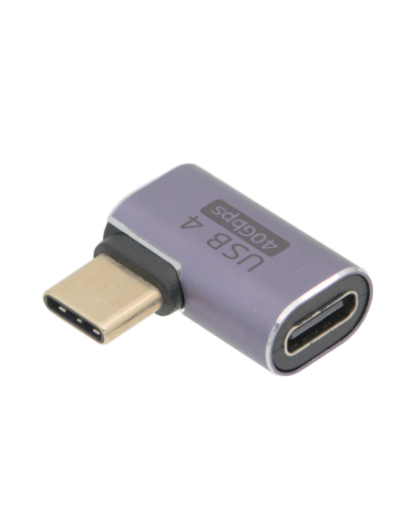 Adaptador USB-C macho/hembra codo 90º