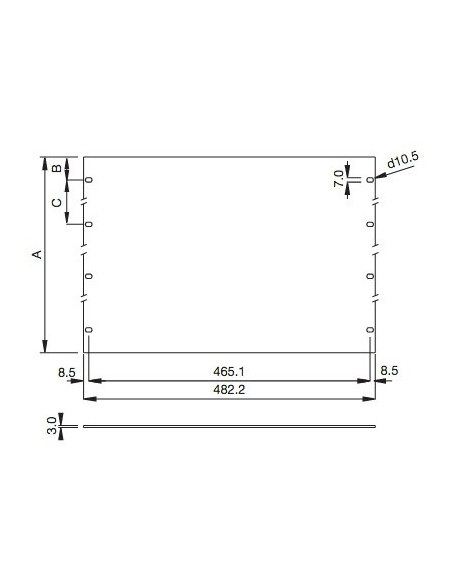 PANEL 19" VACIO 1U ANONIZADO PLATA