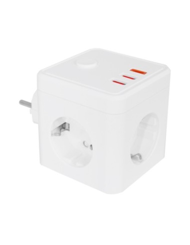 E-BLOCK BASE DE 3 SALIDAS SCHUKO & 2 USB & 1 USB-C & INTERRUPTOR