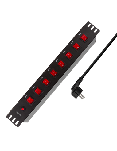 Regleta 8x enchufes 19" 1u con interruptor individual
