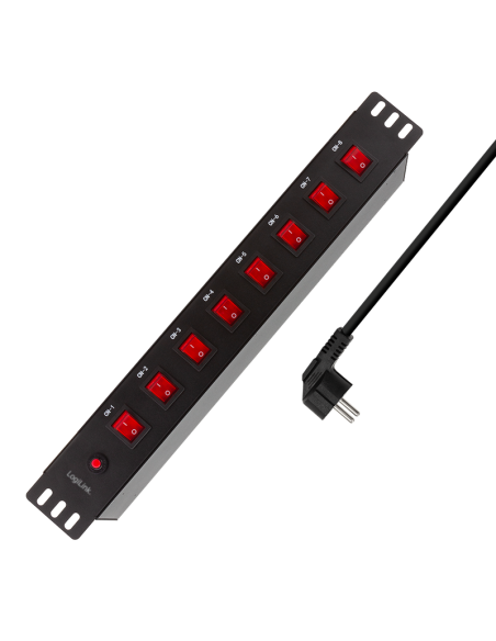 Regleta 8x enchufes 19" 1u con interruptor individual