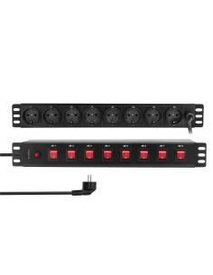 Regleta 8x enchufes 19" 1u con interruptor individual