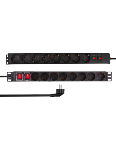 Regleta 16x enchufes 19" doble cara