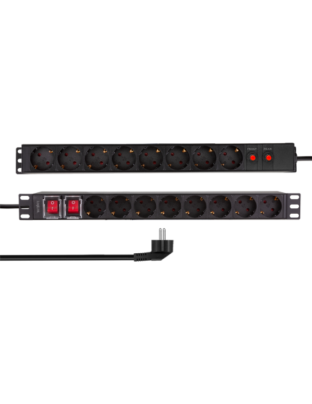 Regleta 16x enchufes 19" doble cara