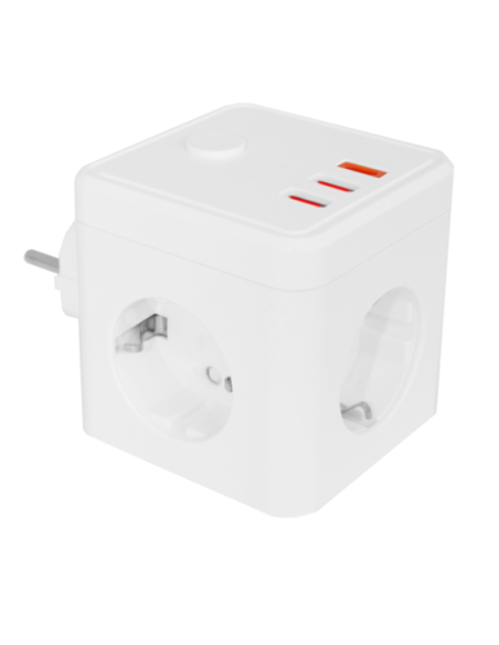 E-BLOCK Smart con 3 Salidas Shuko-2 USB y 1 USB Type C & Interruptor. Control por  Wifi o bluetooth mediante Tuya Smart.