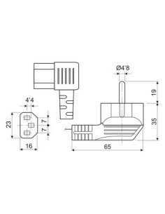 36754/180 Cable de red SCHUKO macho - IEC Hembra acodado 2