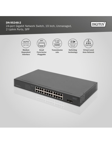 Switch 24x 2x SFP para rack 19"