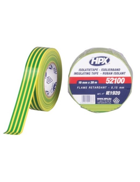 CINTA AISLANTE PVC VDE AMARILLA-VERDE 20MTs. 19mm