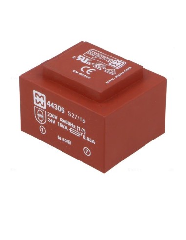 TRANSFORMADOR ENCAPSULADO PCB 24V 16VA 666mA