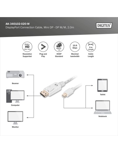 CABLE MINI DP/DP 2MTS