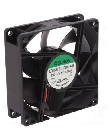 VENTILADOR SUNON 80X80X25mm 12V 2 CABLES