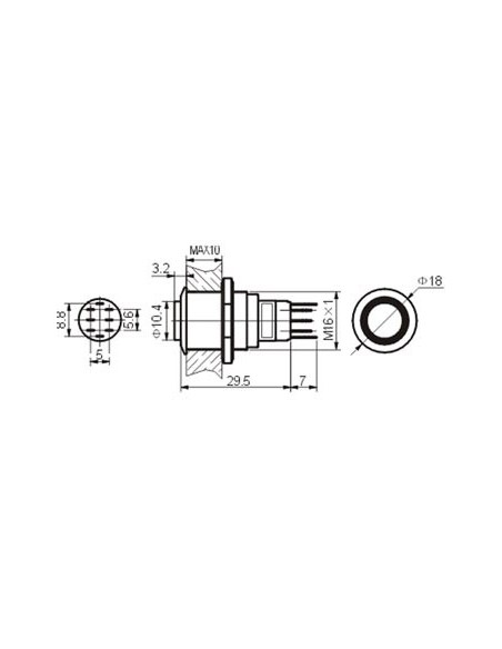 INTERRUPTOR ANTIVANDALICO ARO AZUL 1NA/1NC
