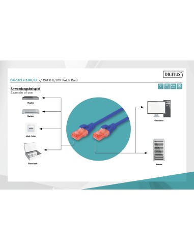 10MTS CAT6 UTP RJ-45 LATIGUILLO AZUL