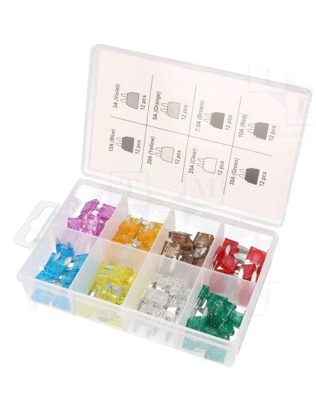 SET DE 96 MINI FUSIBLES DE COCHE 3A...30A 32V DE 11.9mm