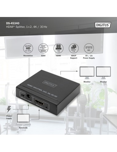 Divisor HDMI, 1x2, 4K/30 Hz