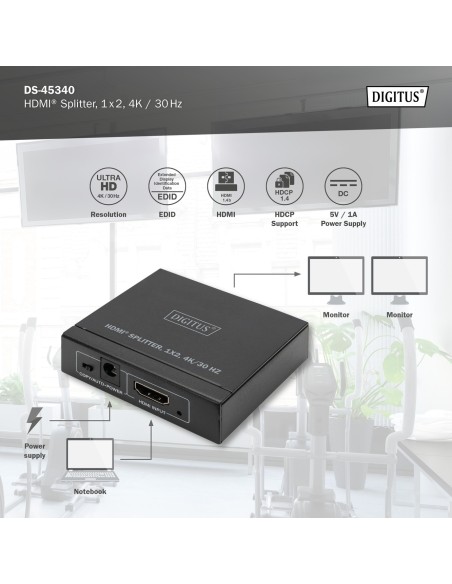 Divisor HDMI, 1x2, 4K/30 Hz