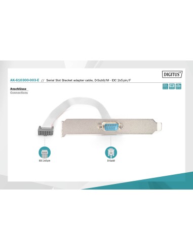 Bracket DB9 macho RS232. Placa 10Pins