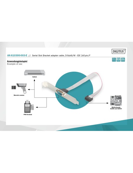 Bracket DB9 macho RS232. Placa 10Pins