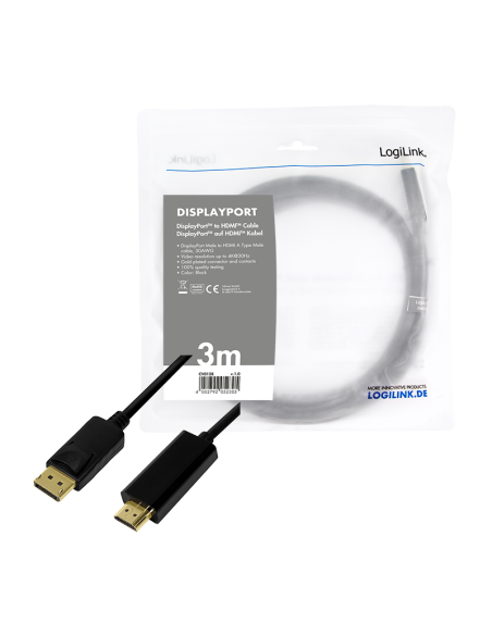 Cable Display Port macho a HDMI macho 3Mts.