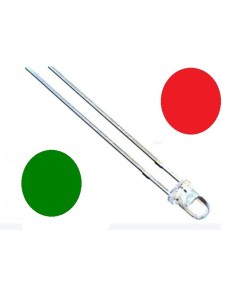 LED BICOLOR 3MM ROJO-VERDE 2PIN TRANSPARENTE