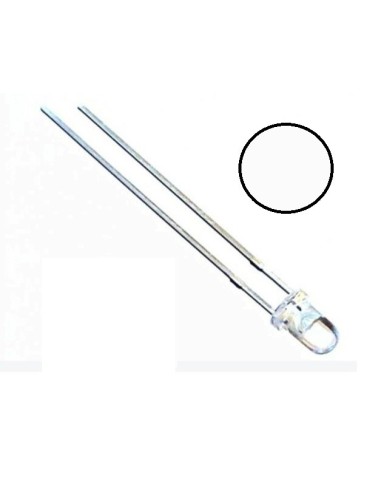 LED 3MM BLANCO FRIO 2.9-3.6V 20MA TRANSPARENTE
