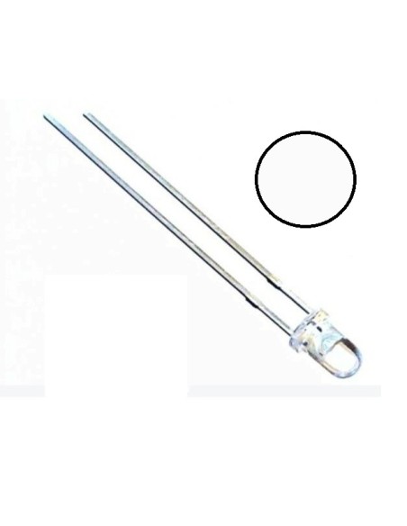 LED 3MM BLANCO FRIO 2.9-3.6V 20MA TRANSPARENTE