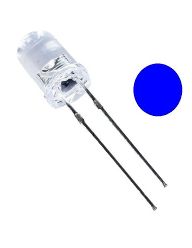 LED AZUL ALTO BRILLO 5MM 9CD 15º 3V 20MA TRANSPARENTE