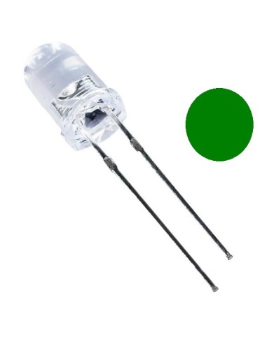 LED VERDE  ALTO BRILLO  5MM 13.8CD 20º 3V3 TRANSPARENTE