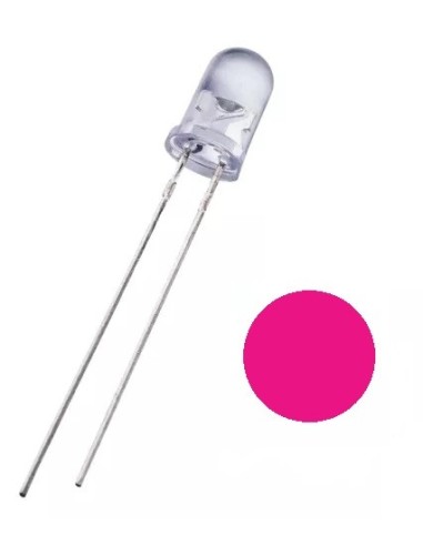 LED 5MM ALTO BRILLO ROSA TRANSPARENTE