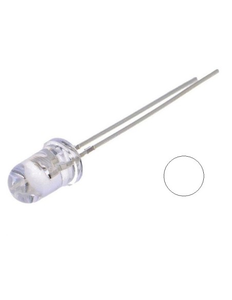 LED 5mm BLANCO FRIO 75mA 20LM TRANSPARENTE