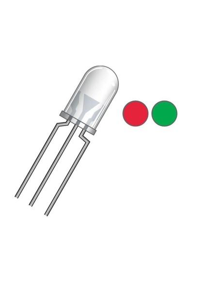 LED 5mm BICOLOR VERDE-ROJO 3 pinS DIFUSO CATODO COMUN
