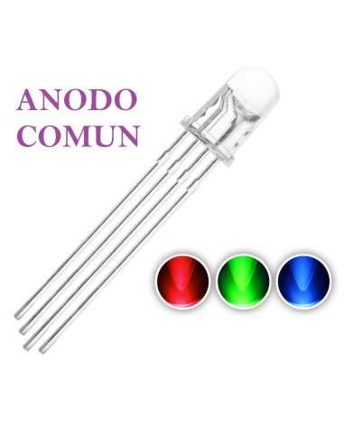 LED RGB 5mm ALTO BRILLO ANODO COMUN