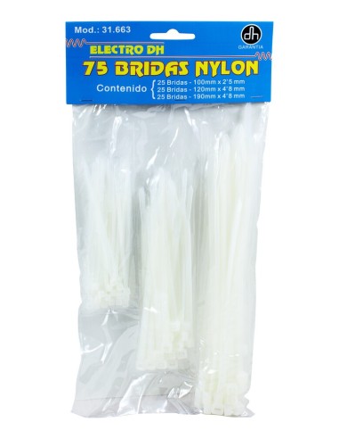 KIT 75 (3x25) BRIDAS NYLON BLANCAS