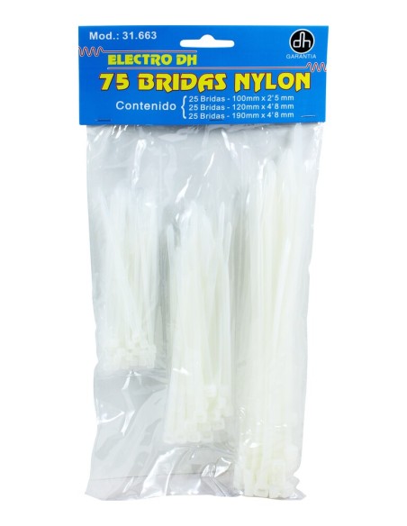 KIT 75 (3x25) BRIDAS NYLON BLANCAS