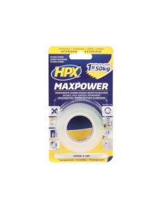 CINTA DOBLE CARA TRANSPARENTE 19mmX2m 2